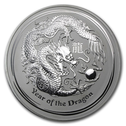 Pre-Owned 2012 Australian Lunar Dragon 1kg Silver Coin - VAT Free