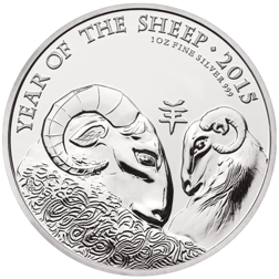 Pre-Owned 2015 UK Lunar Sheep 1oz Silver Coin - VAT Free
