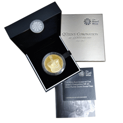 Pre-Owned 2013 UK Coronation 60th Anniversary £5 Gold Plated Proof Silver Coin - VAT Free