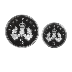 Pre-Owned UK 1990 Five Pence Proof Silver 2-Coin Set - VAT Free