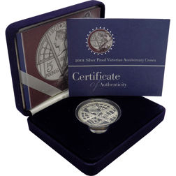Pre-Owned 2001 UK Victorian Anniversary Silver Proof Crown - VAT Free