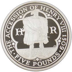 Pre-Owned 2009 Henry VIII £5 Proof Silver Coin - VAT Free