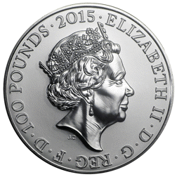 Pre-Owned 2015 UK Buckingham Palace £100 Fine Silver Coin - Carded - VAT Free