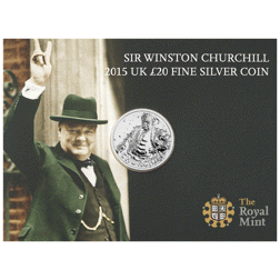 Pre-Owned 2015 Sir Winston Churchill £20 Silver Coin - Carded - VAT Free