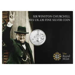 Pre-Owned 2015 Sir Winston Churchill £20 Silver Coin - Carded - VAT Free
