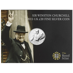 Pre-Owned 2015 Sir Winston Churchill Silver £20 Coin - Carded - VAT Free
