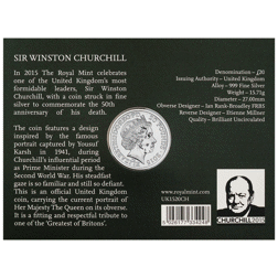Pre-Owned 2015 Sir Winston Churchill £20 Silver Coin - Carded - VAT Free
