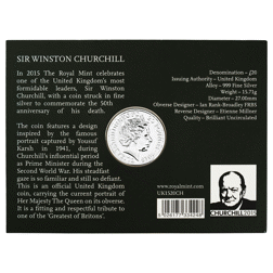 Pre-Owned 2015 Sir Winston Churchill £20 Silver Coin - Carded - VAT Free