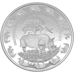 Pre-Owned 2015 Benin Protection De La Nature Rhino 1oz Silver Coin - VAT Free