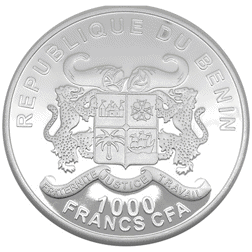 Pre-Owned 2015 Benin Protection De La Nature Rhino 1oz Silver Coin - VAT Free