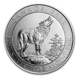 Pre-Owned 2015 Canadian Grey Wolf 3/4oz Silver Coin - VAT Free