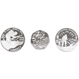 Pre-Owned 1994 50th Anniversary of the Allied Invasion of Europe Proof Silver 3-Coin Collection - VAT Free