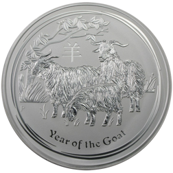 Pre-Owned 2015 Australian Lunar Goat 1kg Silver Coin - VAT Free