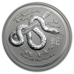Pre-Owned 2013 Australian Lunar Snake 5oz Silver Coin - VAT Free