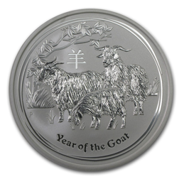Pre-Owned 2015 Australian Lunar Goat 5oz Silver Coin - VAT Free