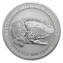 Pre-Owned 2014 Australian Saltwater Crocodile 1oz Silver Coin - VAT Free