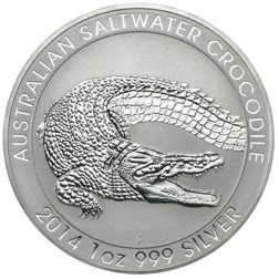 Pre-Owned 2014 Australian Saltwater Crocodile 1oz Silver Coin - VAT Free