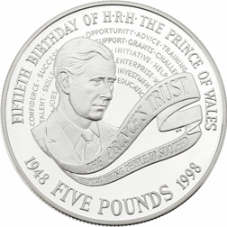 Pre-Owned 1998 UK Prince of Wales 50th Birthday Proof Silver Crown - VAT Free