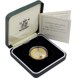 Pre-Owned 1999 UK Rugby World Cup Silver Proof £2 Coin - VAT Free