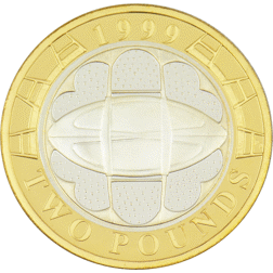 Pre-Owned 1999 UK Rugby World Cup £2 Proof Silver Coin - VAT Free