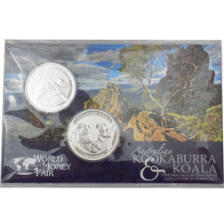 Pre-Owned 2011 Australia Kookaburra & Koala World Money Fair Exclusive Silver 2 Coin Set
