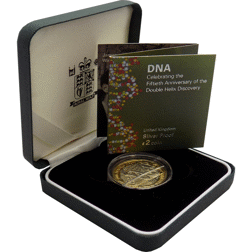 Pre-Owned 2003 UK 50th Anniversary of DNA Discovery Silver Proof £2 Coin - VAT Free