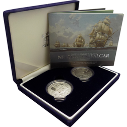 Pre-Owned 2005 UK Nelson and Trafalgar Silver Proof 2 Crown Set - VAT Free