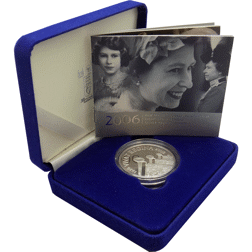 Pre-Owned 2006 UK Queen Elizabeth II 80th Birthday Proof Silver Crown - VAT Free