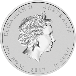 Pre-Owned 2017 Australian Lunar Rooster 1/2oz Silver Coin - VAT Free