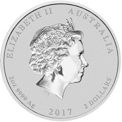 Pre-Owned 2017 Australian Lunar Rooster 2oz Silver Coin - VAT Free
