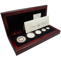 Pre-Owned 2003 Canadian Maple Hologram Silver 5 Coin Set - VAT Free