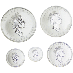 Pre-Owned 2003 Canadian Maple Hologram Silver 5-Coin Set - VAT Free