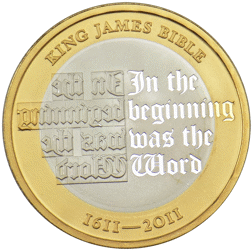 Pre-Owned 2011 UK King James Bible £2 Proof Silver Coin - VAT Free