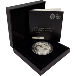 Pre-Owned 2014 Alderney 70th Anniversary of D-Day £5 Proof Silver Coin - VAT Free