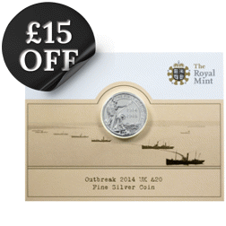 Pre-Owned 2014 UK 'Outbreak' £20 Silver Coin - Carded - VAT Free