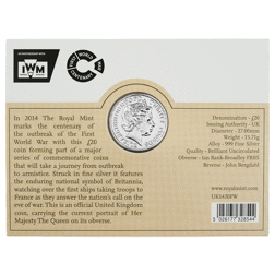 Pre-Owned 2014 UK 'Outbreak' £20 Silver Coin - Carded - VAT Free