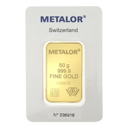 Metalor Stamped 50g Gold Bar