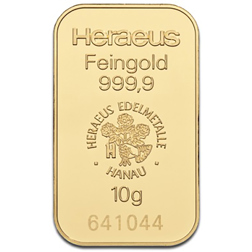 Heraeus Goldbarren 10 Gramm hotsell /Goldbarren /Feingold 999,9 er