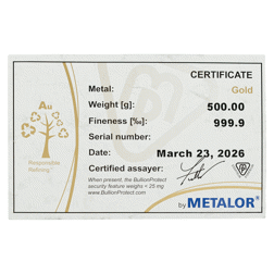 Metalor 500g Gold Cast Bar