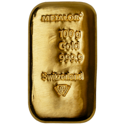 Metalor 100g Cast Gold Bar