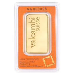 Valcambi 50g Stamped Gold Bar