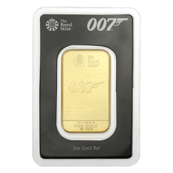 Pre-Owned Royal Mint James Bond 007 No Time To Die 1oz Gold Bar