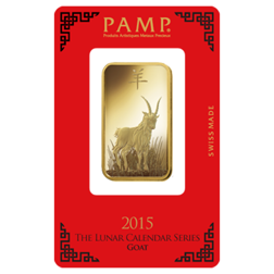 Pre-Owned PAMP 2015 Lunar Goat 1oz Gold Bar