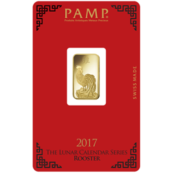 Pre-Owned 2017 PAMP Lunar Rooster 5g Gold Bar