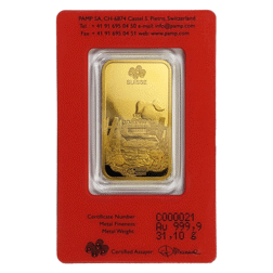 Pre-Owned 2019 PAMP Lunar Pig 1oz Gold Bar