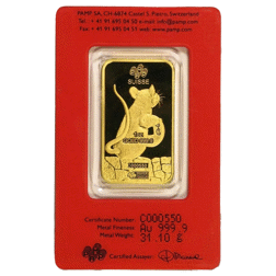 Pre-Owned 2020 PAMP Lunar Rat 1oz Gold Bar