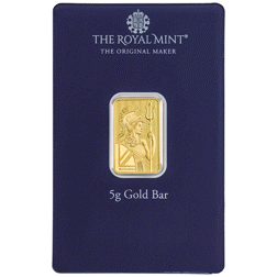 Pre-Owned The Royal Mint Britannia 'Best Wishes' 5g Gold Bar