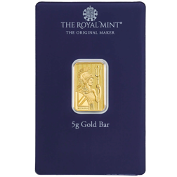 Pre-Owned The Royal Mint Britannia 'Best Wishes' 5g Gold Bar
