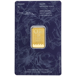 Pre-Owned The Royal Mint Britannia 'Best Wishes' 5g Gold Bar