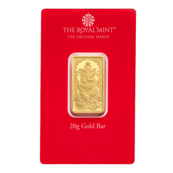 Pre-Owned Royal Mint Ganesh 20g Stamped Gold Bar